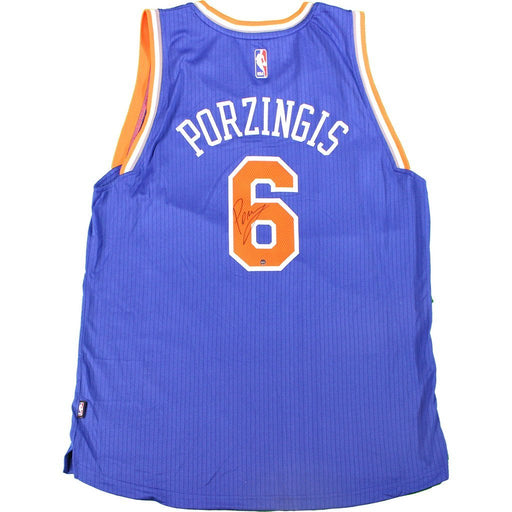 Kristaps Porzingis Signed New York Knicks Royal Blue Swingman Jersey