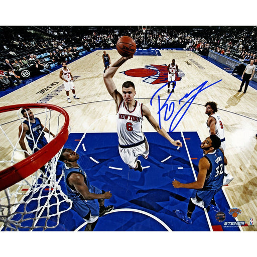 Kristaps Porzingis Signed Dunk vs Timberwolves 8x10 Photo