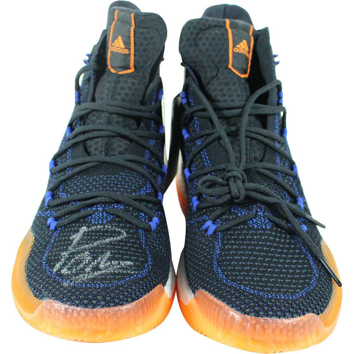 Kristaps Porzingis Signed Adidas Black/Blue/Orange Sneaker PairSize 16