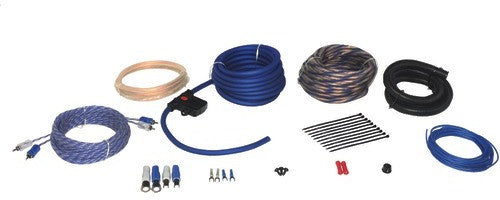 Power Acoustik - Amp Wiring Kit (4 Gauge, 60A Maxi Fuse 25ft 12-Gauge Matte Blue & Matte Clear Twisted Pair Speaker Wire)