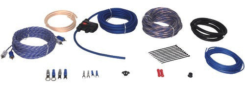 Power Acoustik - Amp Wiring Kit (8 Gauge, 40A Maxi Fuse 25ft 16-Gauge Matte Blue & Matte Clear Twisted Pair Speaker Wire)