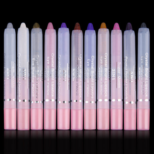 High Quality Colorful Eye Liner Pencil Waterproof Women's Beauty Cosmetics Shadow Crayon Pen Set Unique 2 IN 1 Lip Liner