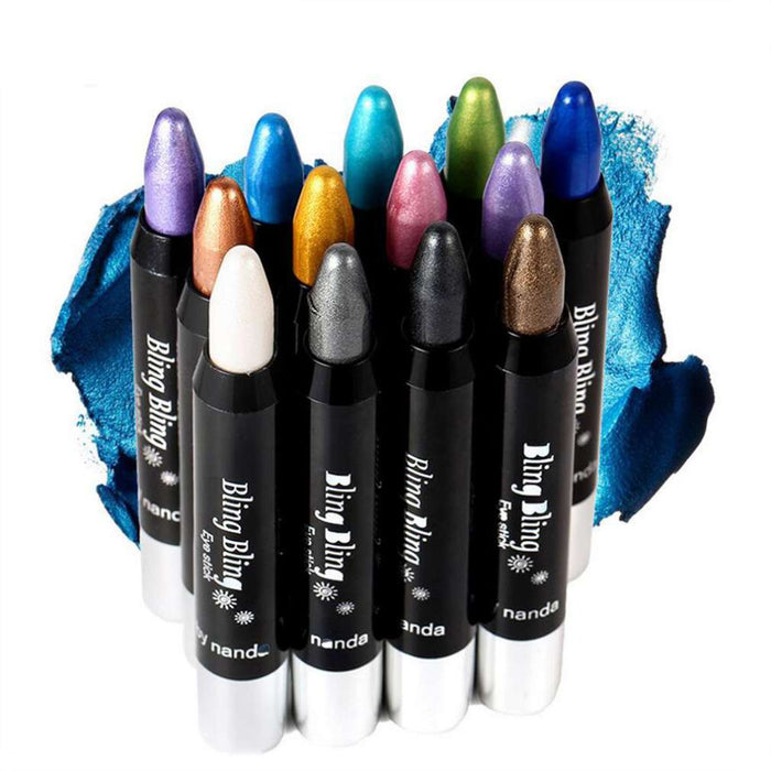 Multicolor Women's Professional Automatic Rotation High Light Eyeshadow Pen Long-Lasting Waterproof Facial Silkworm Pen