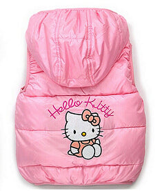Beautiful Hello Kitty Baby Girl Cotton Padded Vest Warm Winter Waistcoat Outerwear Clothing