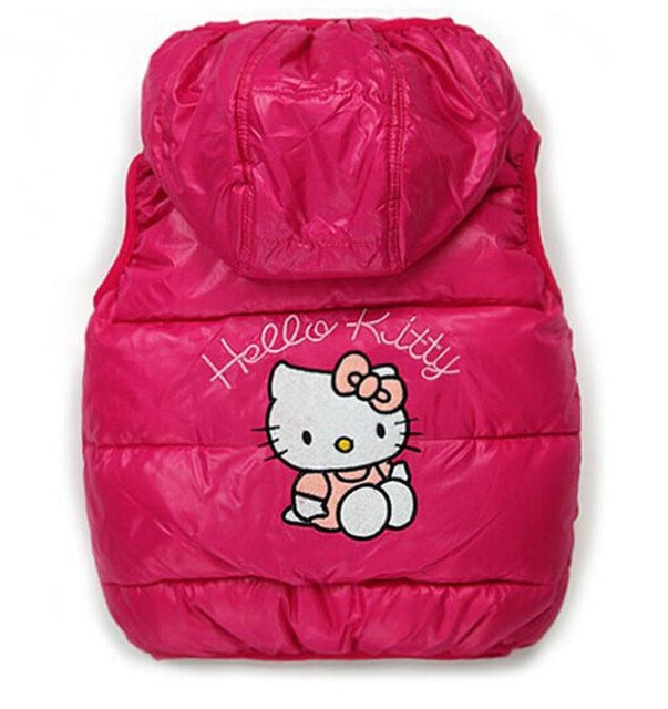 Beautiful Hello Kitty Baby Girl Cotton Padded Vest Warm Winter Waistcoat Outerwear Clothing