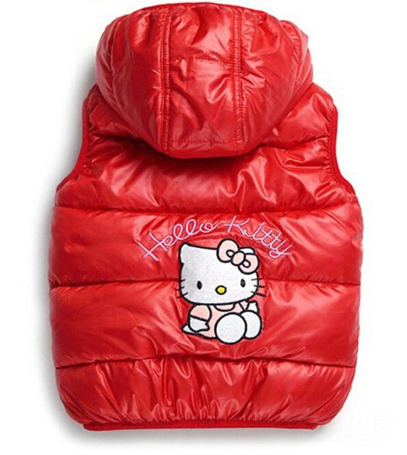 Beautiful Hello Kitty Baby Girl Cotton Padded Vest Warm Winter Waistcoat Outerwear Clothing