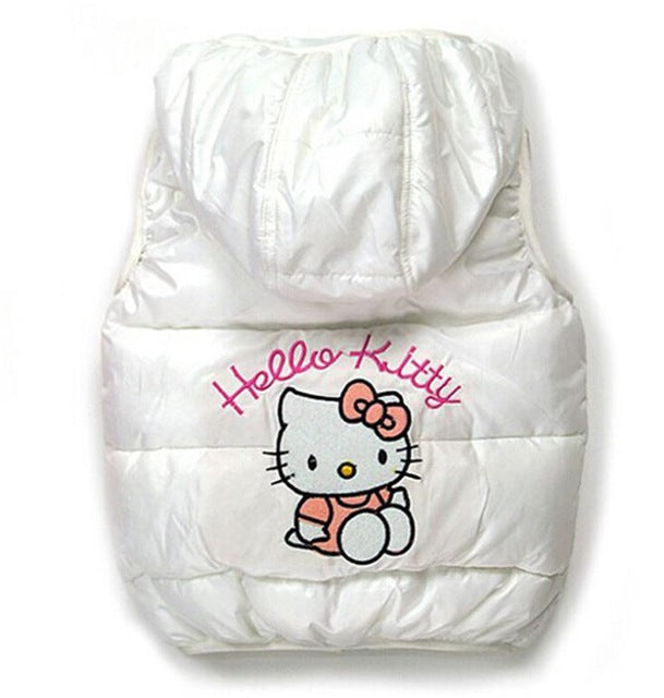 Beautiful Hello Kitty Baby Girl Cotton Padded Vest Warm Winter Waistcoat Outerwear Clothing
