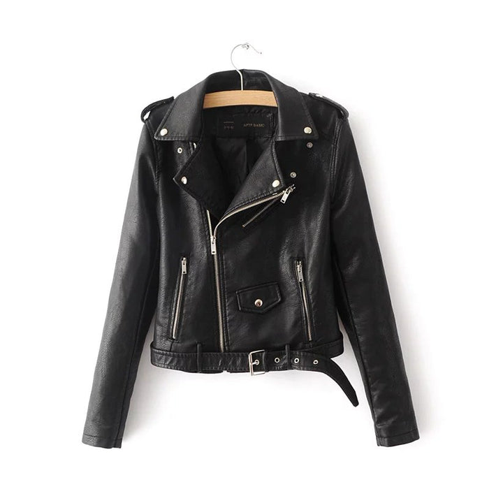 Stunning Women's Pretty Leather Jacket with Zipper