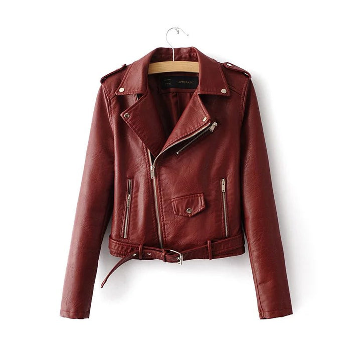 Stunning Women's Pretty Leather Jacket with Zipper