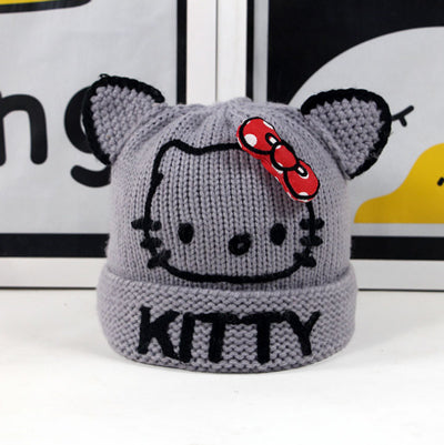 Lovely Hello Kitty Crochet Knitted Winter Cap 0-3 Years for Girls