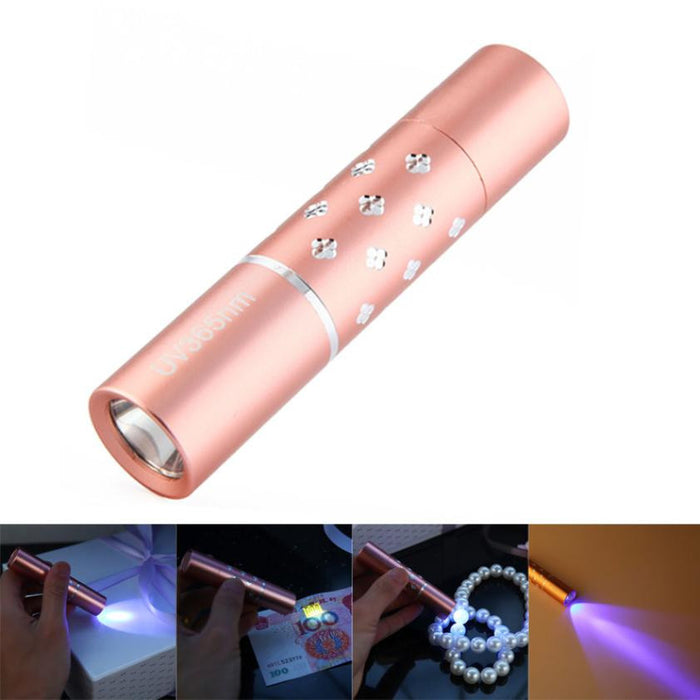 DC 22 Shining Hot Selling 365nm UV Purple Light Mini Flashlight Jade Cosmetic Fluorescence Detection