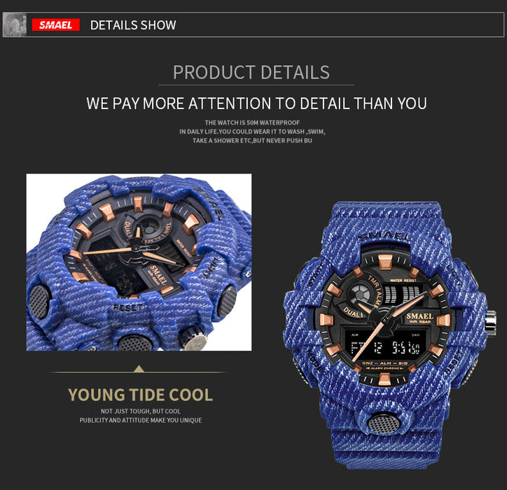 Cool Cowboy Military Style Digital Waterproof Mens Sports Watch, Many Colors and Designs