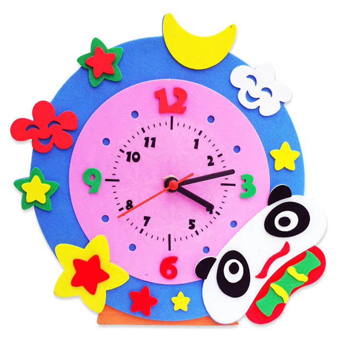 Handmade DIY 3D Animal Learning Clock Kids Crafts Educational Toy