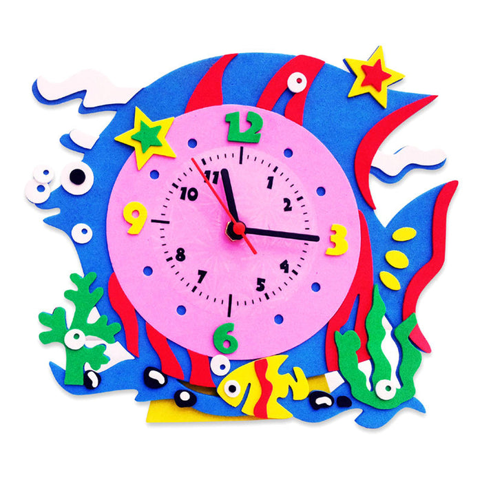 Handmade DIY 3D Animal Learning Clock Kids Crafts Educational Toy