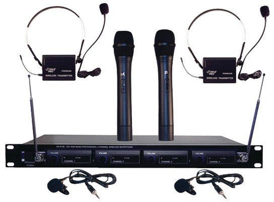 Pyle-Pro - 4-Microphone VHF Wireless Microphone System