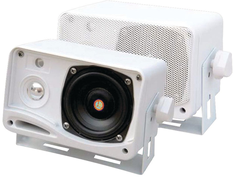 Pyle - 3.5", 200-Watt, 3-Way Weatherproof Mini-Box Speaker System (White)