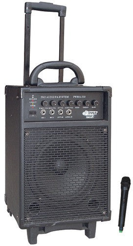 Pyle-Pro - 300-Watt VHF Wireless Battery-Powered PA System (Includes 1 VHF wireless microphone; 8" full range speaker)