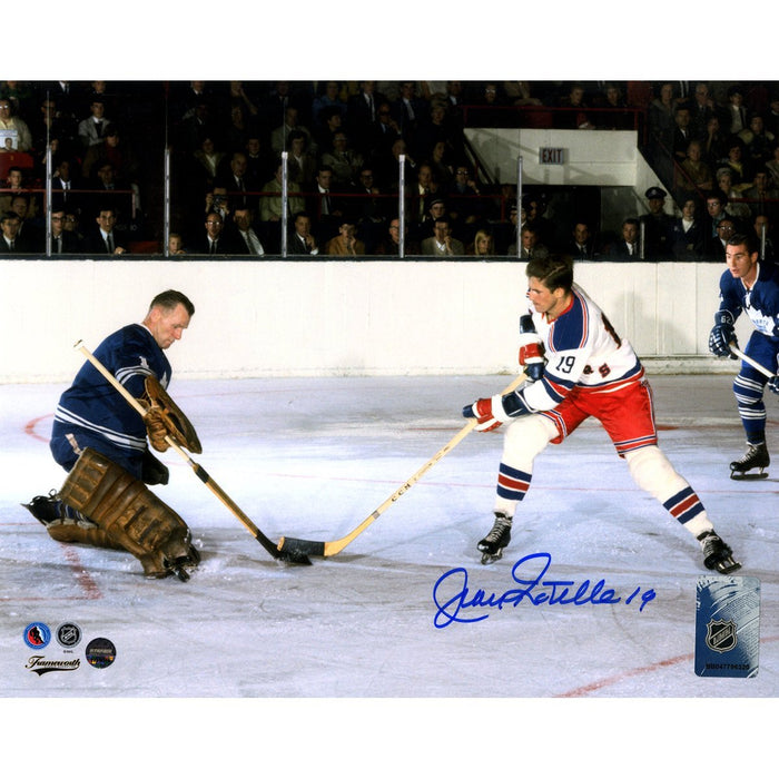 Jean Ratelle Signed New York Rangers in White Jersey 8x10 Photo