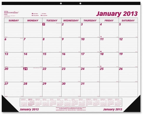 Monthly Desk Calendar 12 month, Jan-Dec, 22-3/4"x1