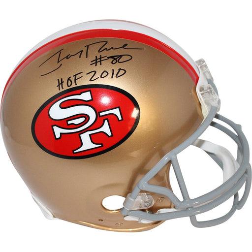 Jerry Rice Signed San Francisco 49ers Riddell Authentic Throwback 64-95 Helmet w/ "HOF 2010" Insc