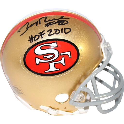 Jerry Rice Signed San Francisco 49ers Mini Helmet w/ "HOF 2010" Insc