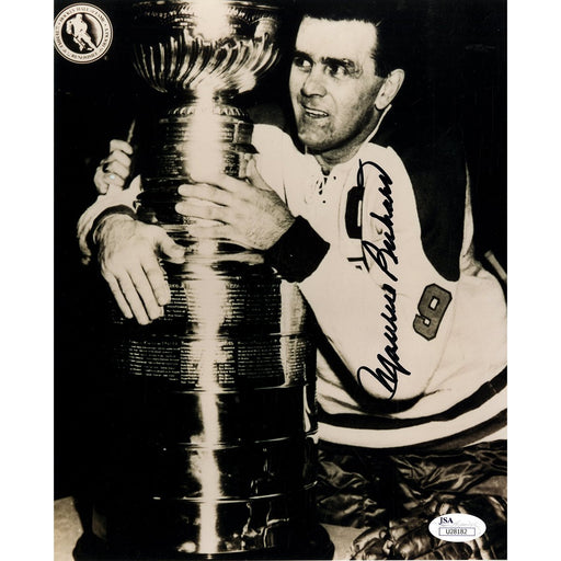 Maurice Rocket Richard Signed 8x10 Photo with Stanley Cup Signed in Black JSA