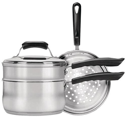 Range Kleen - Basics 3-Quart Saucepan with Double Boiler/Steamer Insert Set