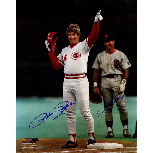 Pete Rose & Steve Garvey Dual Signed 16x20 Photo- Inscribed 4192 by Pete Rose FSC Auth