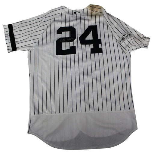 Gary Sanchez Signed New York Yankees 2017 ALDS Game Used #24 Pinstripe Jersey (Size 48)(JD465279)