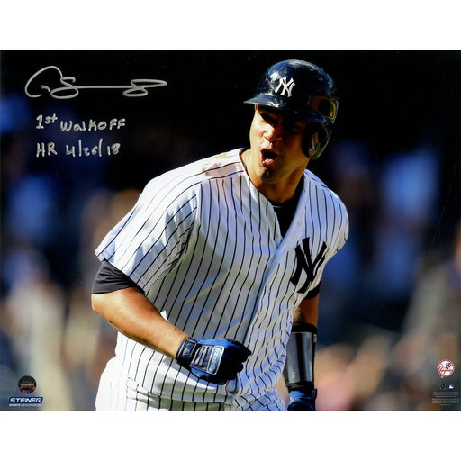 Gary Sanchez Signed '1st Career Walk Off HR' 8x10 Photo w/ "1st Walkoff HR, 4/26/18" Insc