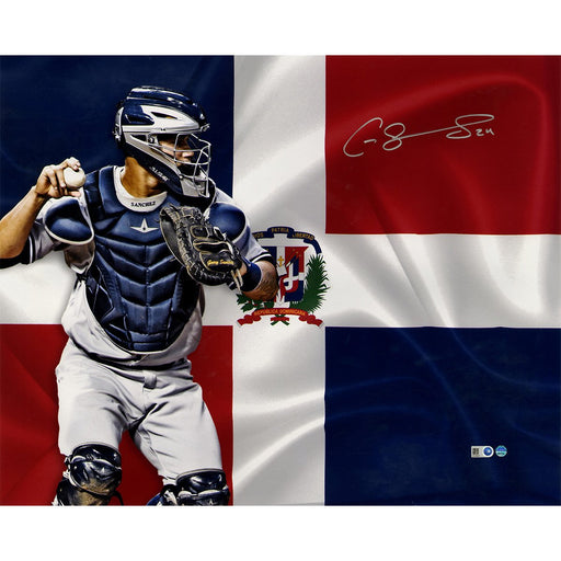 Gary Sanchez Signed Dominican Flag Design 16x20 Metallic Photo