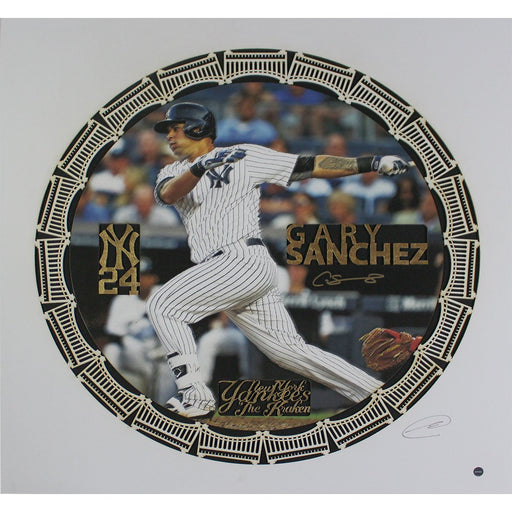 Gary Sanchez Signed Swinging 20x20 Black Background Grubard Designs Print