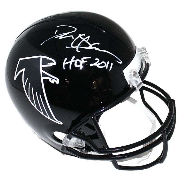 Deion Sanders Signed Atlanta Falcons Throwback Black Full Size Replica Helmet w/ "HOF 11" Insc