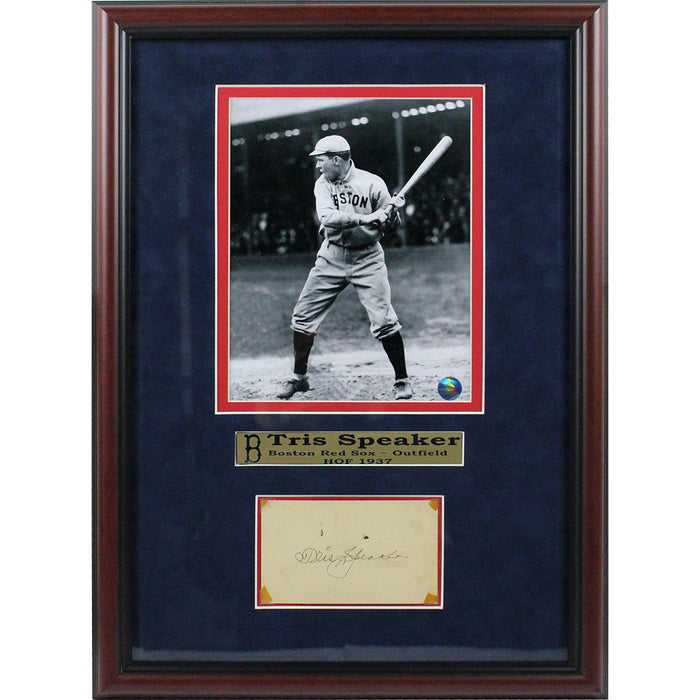 Tris Speaker Signed Framed Chit Collage JSA