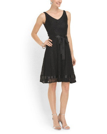 TAHARI BY ASL Sleeveless Lace Dress, Womens, 2, Black