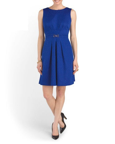 TAHARI BY ASL Cinched Dress, Womens, 6, Royal