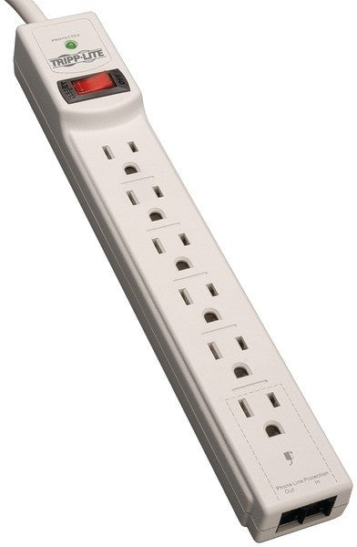 Tripp Lite - 6-Outlet Surge Protector;(Telephone & DSL Protection, 4ft Cord)