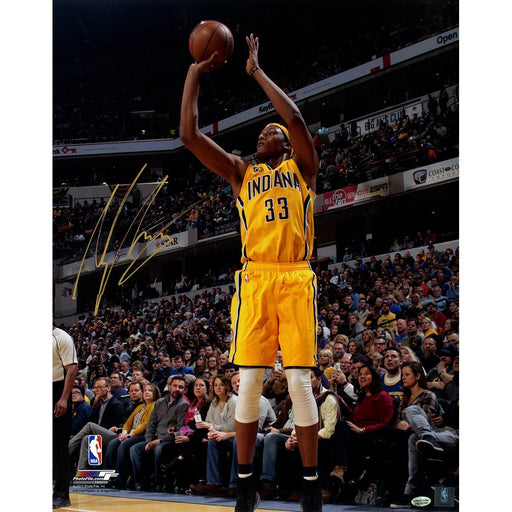 Myles Turner Signed Jumpshot Yellow Jersey 16x20 Photo (Collector’s Den/SSM)