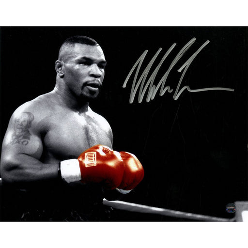 Mike Tyson Signed B/W with Red Gloves 8x10 Photo