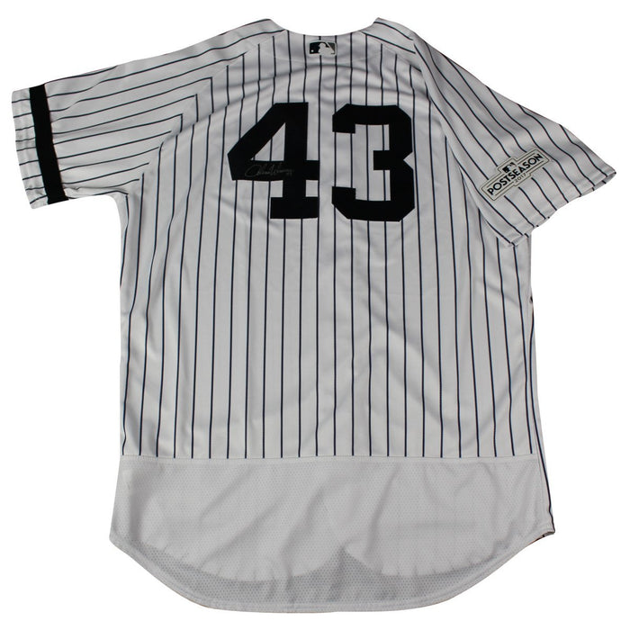 Adam Warren Signed New York Yankees 2017 Game-Issued # 43 Home Postseason Jersey (JC 052064)