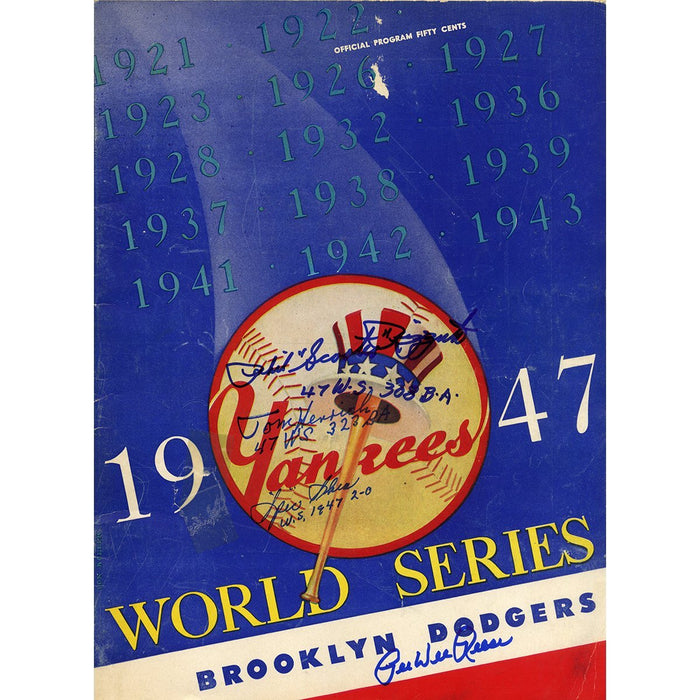 Phil Rizzuto, Spec Shea, Tom Henrich, Pee Wee Reese Signed 1947 World Series Program JSA/Steiner Holo