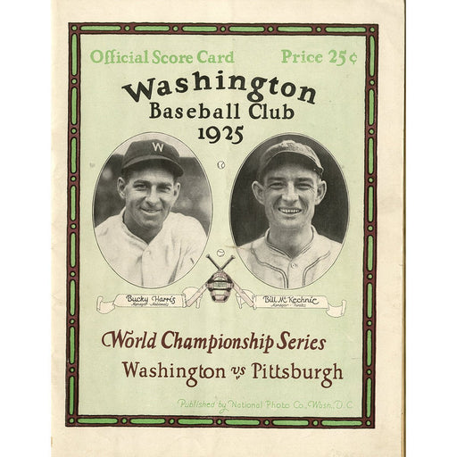 1925 World Series Program Washington Senators VS Pittsburgh Pirates