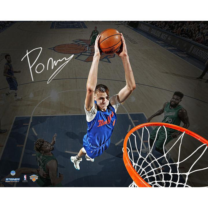 Kristaps Porzingis Signed 'Dunk vs. Boston' 8x10 Photo